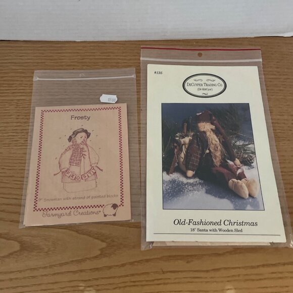 Vtg Craft Pattern Kits Assorted Christmas Snowman Angel Santa Wool Hair Lot of 7 - Picture 4 of 7